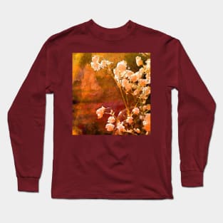 White flowers on the terracotta background. Long Sleeve T-Shirt